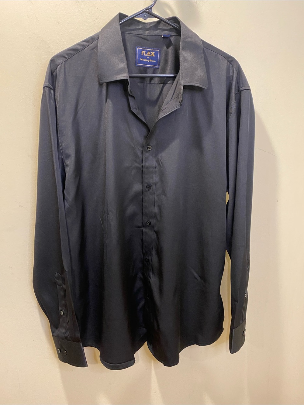 FLEX Men's Luxury Collection Black Long-Sleeve Button-Up Shirt Sz XL
